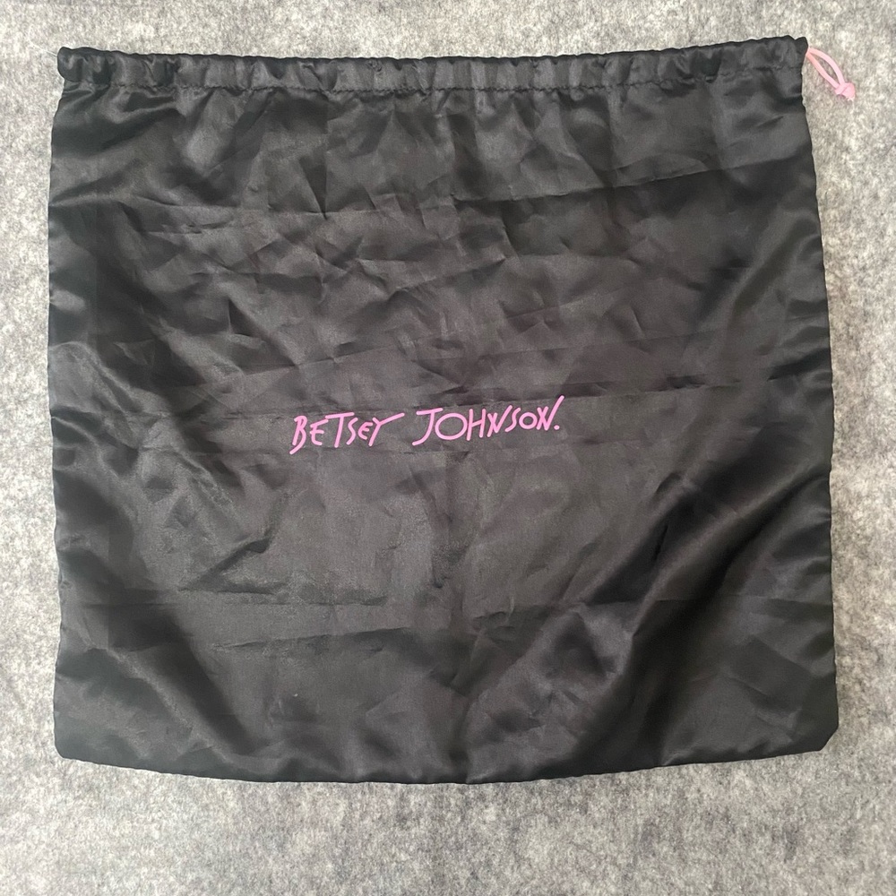 Betsey Johnson Dust Bag Storage Purse Shoes Travel Black 21 x 20” Drawstring - Picture 1 of 11